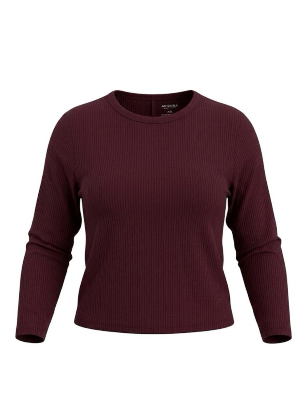 Arizona Jean Co Burgundy Ribbed Long Sleeve Crop Top Crew Neck Size XXL
